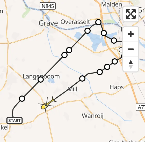 Vlucht Politiehelikopter PH-PXA van Vliegbasis Volkel naar Mill op vrijdag 6 september 2024 18:23