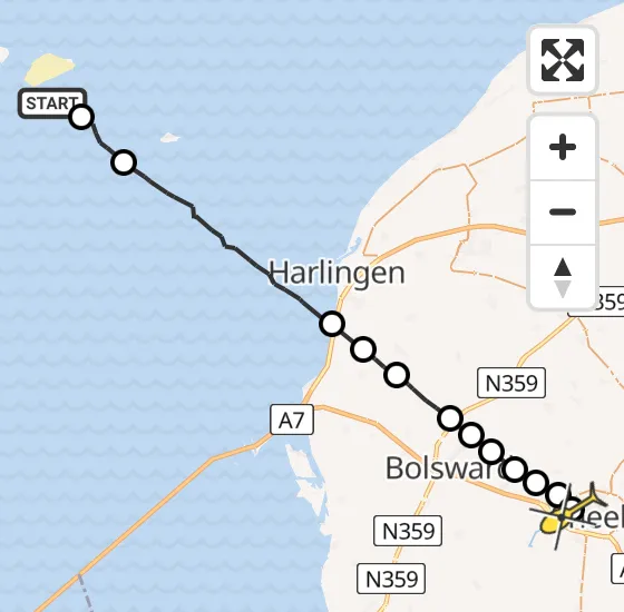 Vlucht Ambulancehelikopter PH-OOP van Vlieland naar Sneek op vrijdag 6 september 2024 19:08