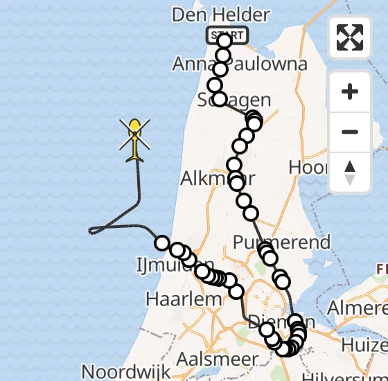 Vlucht Kustwachthelikopter PH-NCG van Vliegveld De Kooy naar  op vrijdag 6 september 2024 19:37