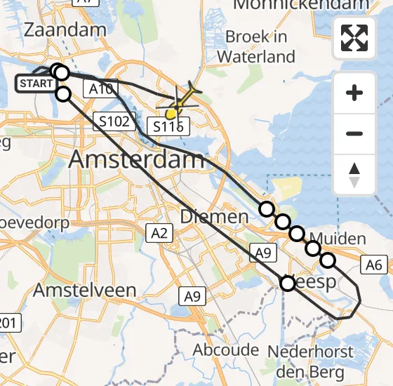 Vlucht Traumahelikopter PH-LLN van Amsterdam Heliport naar Amsterdam op vrijdag 6 september 2024 19:54