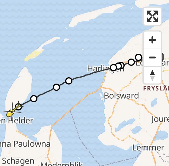 Vlucht Ambulancehelikopter PH-OOP van Vliegbasis Leeuwarden naar Den Hoorn op vrijdag 6 september 2024 20:20