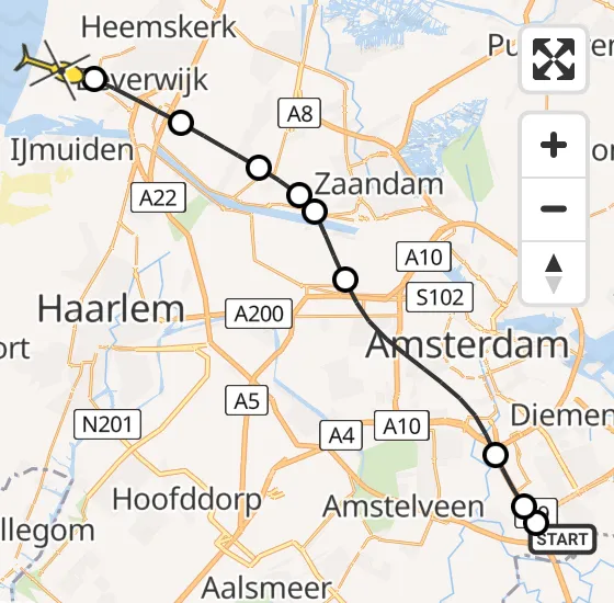 Vlucht Traumahelikopter PH-LLN van Academisch Medisch Centrum (AMC) naar Wijk aan Zee op vrijdag 6 september 2024 20:55