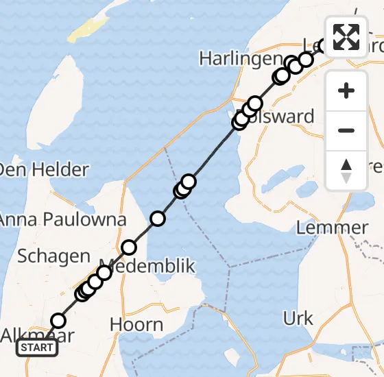 Vlucht Ambulancehelikopter PH-OOP van Alkmaar naar Vliegbasis Leeuwarden op vrijdag 6 september 2024 21:38