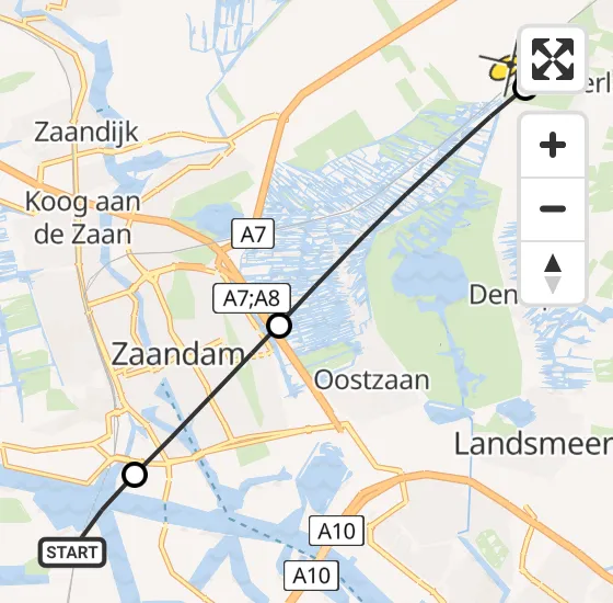 Vlucht Traumahelikopter PH-LLN van Amsterdam Heliport naar Wijdewormer op zaterdag 7 september 2024 7:13