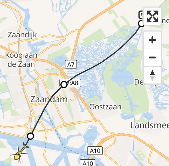 Vlucht Traumahelikopter PH-LLN van Wijdewormer naar Amsterdam Heliport op zaterdag 7 september 2024 7:36