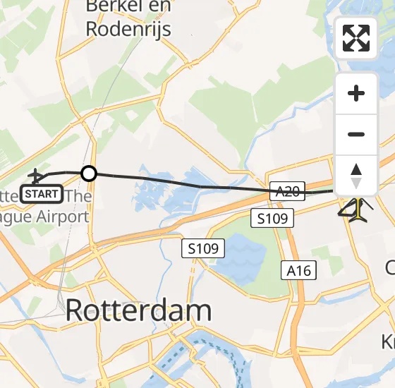 Vlucht Traumahelikopter PH-UMC van Rotterdam The Hague Airport naar Rotterdam op zaterdag 7 september 2024 8:46