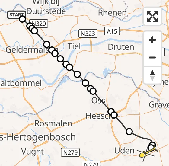 Vlucht Traumahelikopter PH-MAA van Culemborg naar Vliegbasis Volkel op zaterdag 7 september 2024 9:00