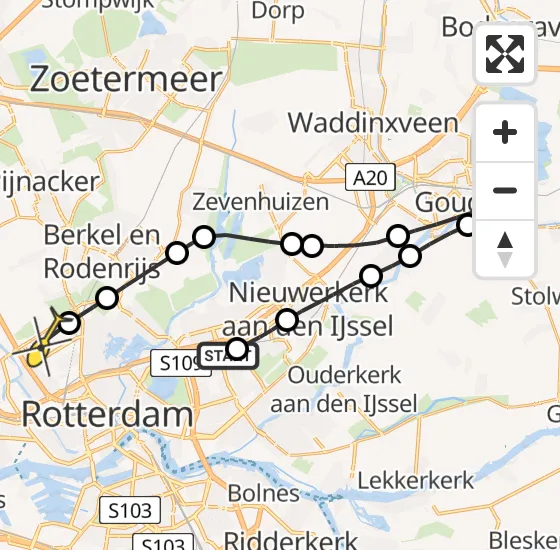 Vlucht Traumahelikopter PH-UMC van Rotterdam naar Rotterdam The Hague Airport op zaterdag 7 september 2024 9:27