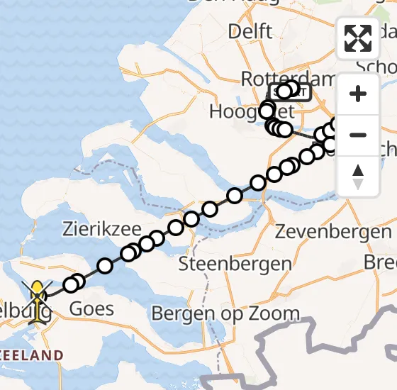 Vlucht Kustwachthelikopter PH-SAR van Erasmus MC naar Vliegveld Midden-Zeeland op zaterdag 7 september 2024 15:23