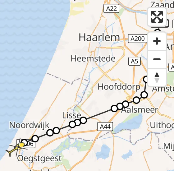 Vlucht Traumahelikopter PH-LLN van Amsterdam Heliport naar Katwijk op zaterdag 7 september 2024 15:37