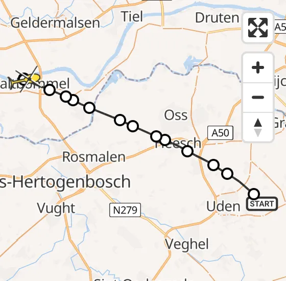 Vlucht Traumahelikopter PH-MAA van Vliegbasis Volkel naar Zaltbommel op zaterdag 7 september 2024 15:47