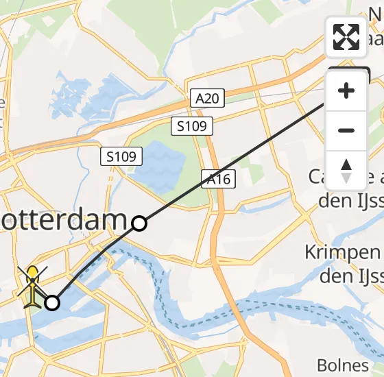 Vlucht Traumahelikopter PH-UMC van Capelle aan den IJssel naar Erasmus MC op zaterdag 7 september 2024 16:16