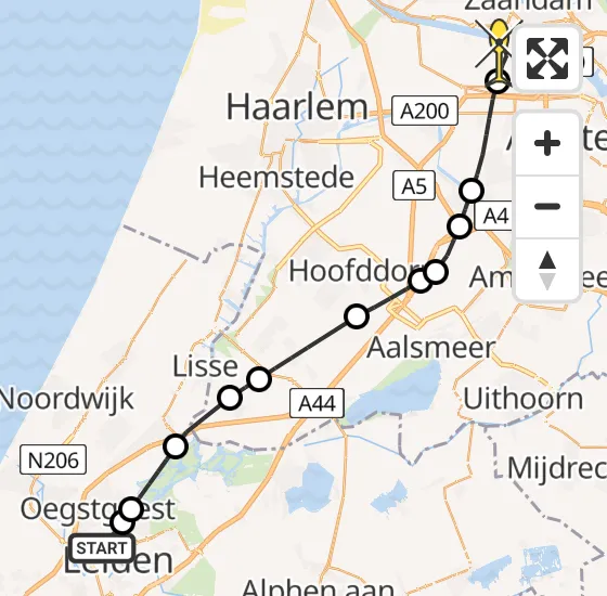 Vlucht Traumahelikopter PH-LLN van Leiden naar Amsterdam Heliport op zaterdag 7 september 2024 16:39