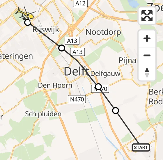 Vlucht Traumahelikopter PH-UMC van Rotterdam The Hague Airport naar Den Haag op zaterdag 7 september 2024 17:07