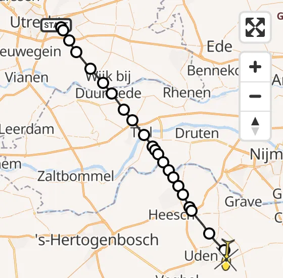 Vlucht Traumahelikopter PH-MAA van Universitair Medisch Centrum Utrecht naar Vliegbasis Volkel op zaterdag 7 september 2024 17:12