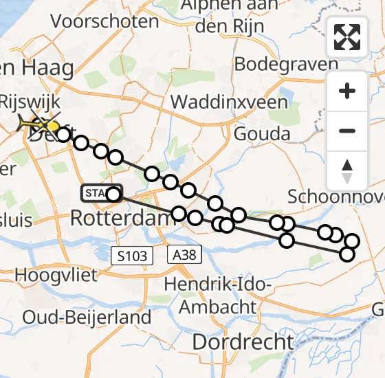 Vlucht Traumahelikopter PH-UMC van Rotterdam The Hague Airport naar Rijswijk op zaterdag 7 september 2024 19:23