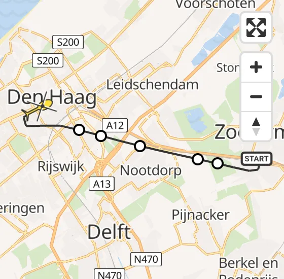 Vlucht Traumahelikopter PH-UMC van Zoetermeer naar Den Haag op zaterdag 7 september 2024 20:33