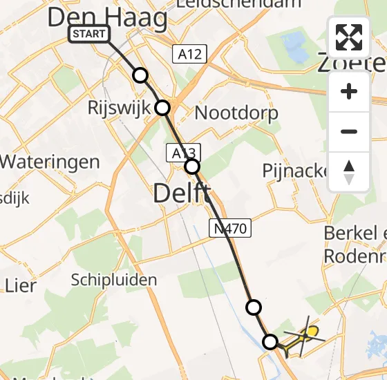 Vlucht Traumahelikopter PH-UMC van Den Haag naar Rotterdam The Hague Airport op zaterdag 7 september 2024 20:54