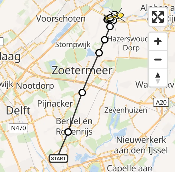 Vlucht Traumahelikopter PH-UMC van Rotterdam The Hague Airport naar Hazerswoude-Rijndijk op zaterdag 7 september 2024 21:17