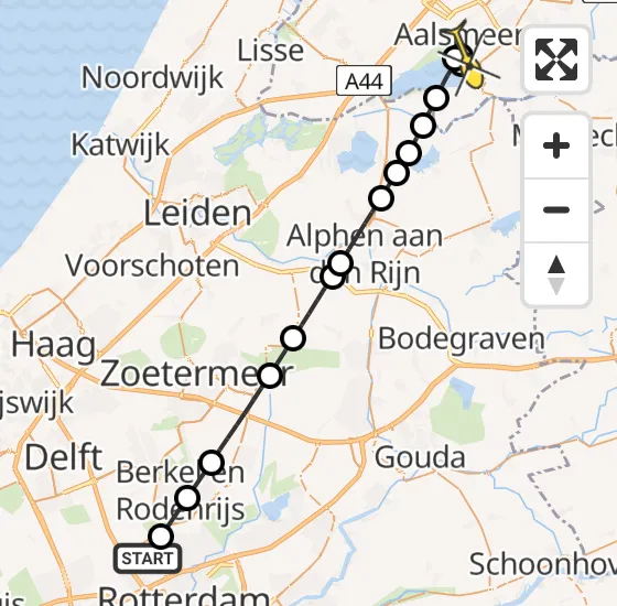 Vlucht Traumahelikopter PH-UMC van Rotterdam The Hague Airport naar Aalsmeer op zaterdag 7 september 2024 23:11