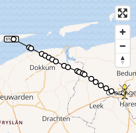 Vlucht Traumahelikopter PH-TTR van Nes naar Universitair Medisch Centrum Groningen op zaterdag 7 september 2024 23:20