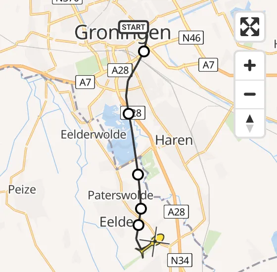 Vlucht Traumahelikopter PH-TTR van Universitair Medisch Centrum Groningen naar Groningen Airport Eelde op zondag 8 september 2024 0:13