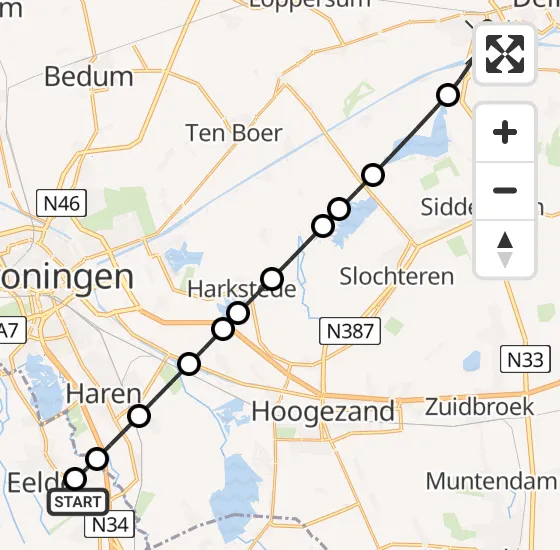 Vlucht Traumahelikopter PH-TTR van Groningen Airport Eelde naar Appingedam op maandag 9 september 2024 1:57