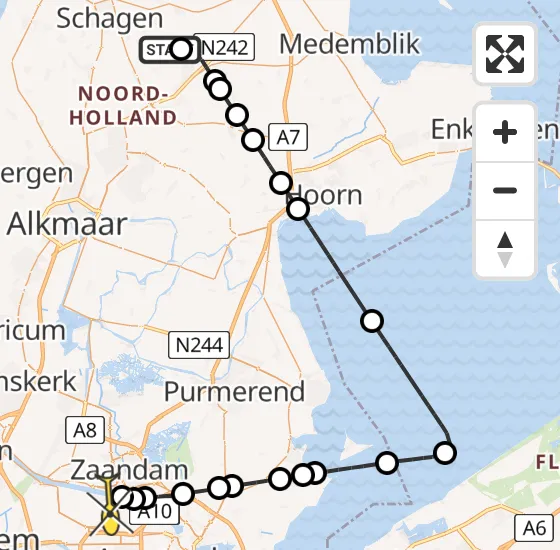 Vlucht Traumahelikopter PH-LLN van Lutjewinkel naar Amsterdam Heliport op zondag 8 september 2024 2:03