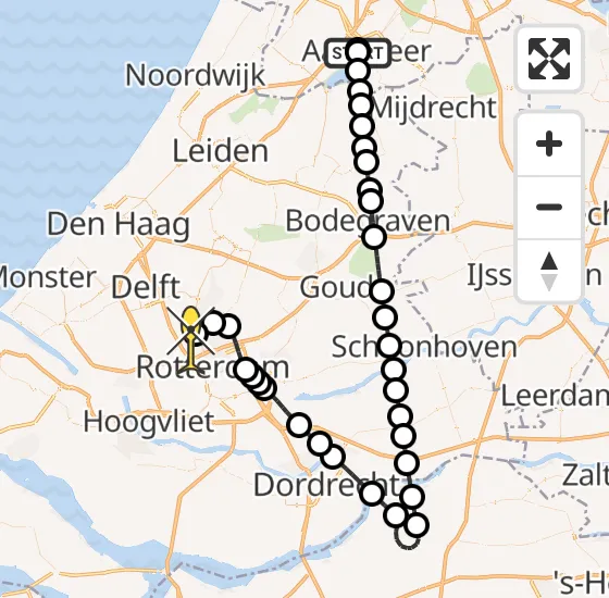 Vlucht Traumahelikopter PH-UMC van Aalsmeerderbrug naar Rotterdam The Hague Airport op zondag 8 september 2024 2:15