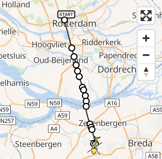 Vlucht Traumahelikopter PH-UMC van Rotterdam The Hague Airport naar Hoeven op zondag 8 september 2024 6:19