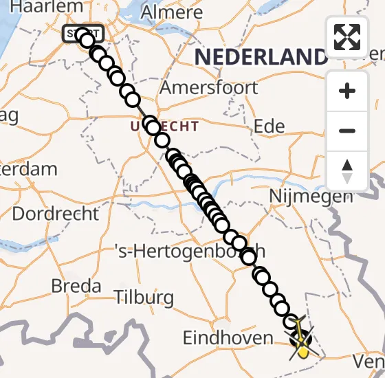 Vlucht Politiehelikopter PH-PXD van Schiphol naar Deurne op zondag 8 september 2024 7:46