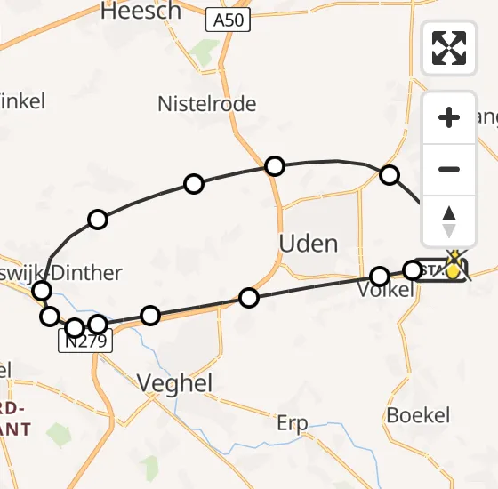 Vlucht Traumahelikopter PH-DOC van Vliegbasis Volkel naar Vliegbasis Volkel op zondag 8 september 2024 7:59