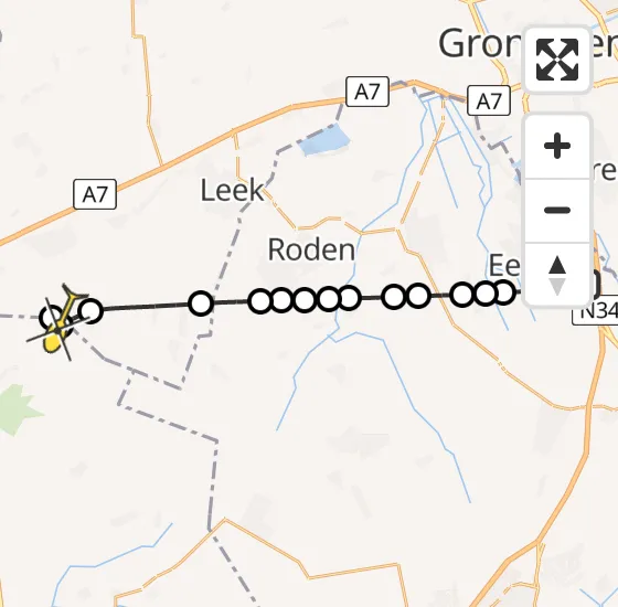 Vlucht Traumahelikopter PH-TTR van Groningen Airport Eelde naar De Wilp op zondag 8 september 2024 9:29