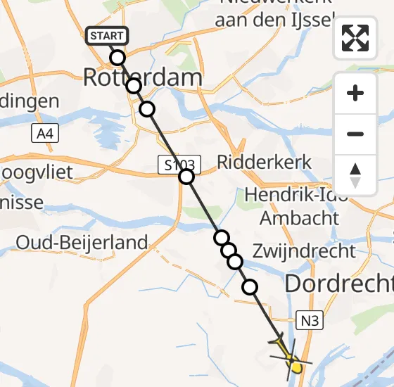 Vlucht Traumahelikopter PH-UMC van Rotterdam The Hague Airport naar 's-Gravendeel op zondag 8 september 2024 9:36