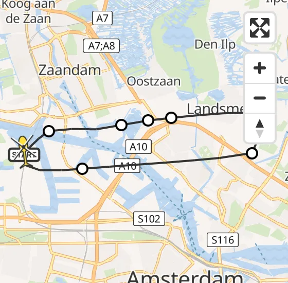 Vlucht Traumahelikopter PH-LLN van Amsterdam Heliport naar Amsterdam Heliport op zondag 8 september 2024 10:06