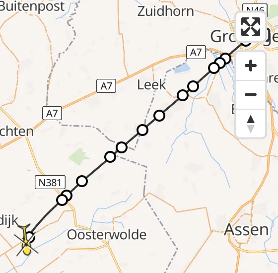 Vlucht Traumahelikopter PH-TTR van Universitair Medisch Centrum Groningen naar Jubbega op zondag 8 september 2024 10:49