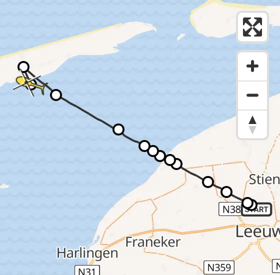 Vlucht Ambulancehelikopter PH-OOP van Vliegbasis Leeuwarden naar Formerum op zondag 8 september 2024 10:55