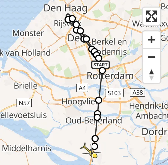 Vlucht Traumahelikopter PH-UMC van Rotterdam The Hague Airport naar Numansdorp op zondag 8 september 2024 11:07