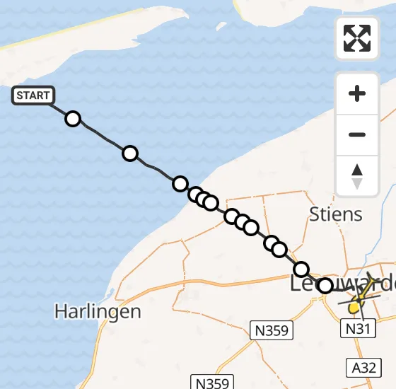 Vlucht Ambulancehelikopter PH-OOP van Formerum naar Leeuwarden op zondag 8 september 2024 11:25