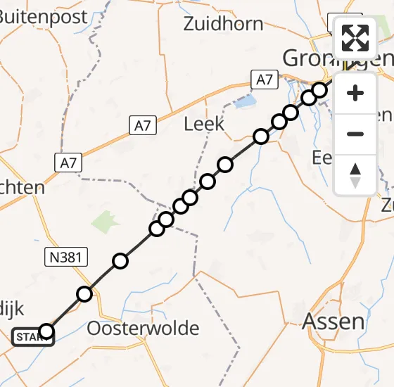 Vlucht Traumahelikopter PH-TTR van Jubbega naar Universitair Medisch Centrum Groningen op zondag 8 september 2024 11:34