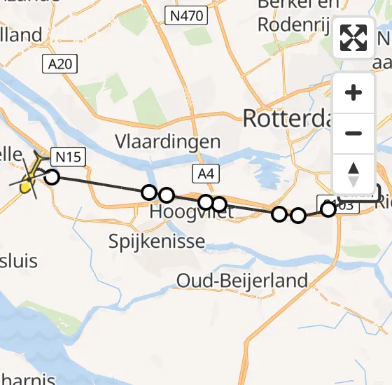 Vlucht Traumahelikopter PH-UMC van Rotterdam naar Zwartewaal op zondag 8 september 2024 12:16