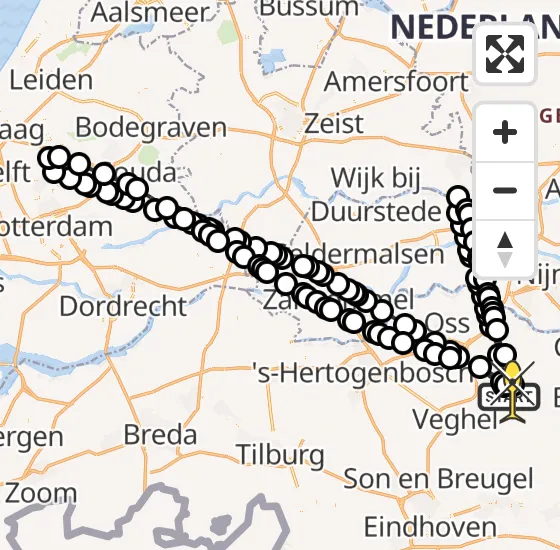 Vlucht Traumahelikopter PH-DOC van Vliegbasis Volkel naar Vliegbasis Volkel op zondag 8 september 2024 12:19