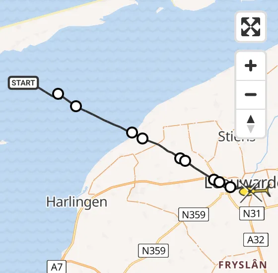 Vlucht Ambulancehelikopter PH-OOP van Formerum naar Leeuwarden op zondag 8 september 2024 12:59