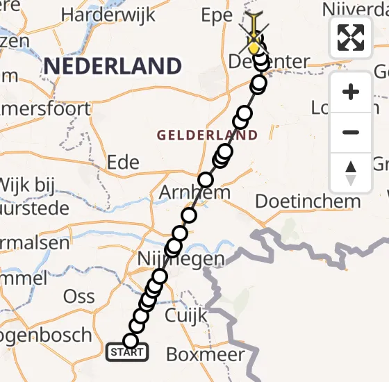 Vlucht Traumahelikopter PH-DOC van Vliegbasis Volkel naar Olst op zondag 8 september 2024 13:50