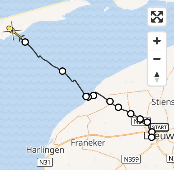 Vlucht Ambulancehelikopter PH-OOP van Vliegbasis Leeuwarden naar Formerum op zondag 8 september 2024 14:08