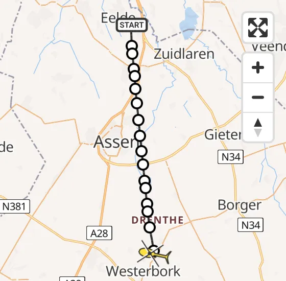 Vlucht Traumahelikopter PH-TTR van Groningen Airport Eelde naar Zuidveld op zondag 8 september 2024 14:35