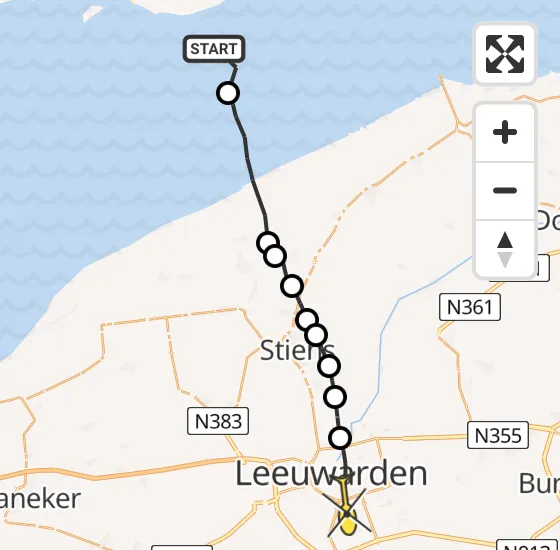 Vlucht Ambulancehelikopter PH-OOP van Ballum naar Leeuwarden op zondag 8 september 2024 14:53