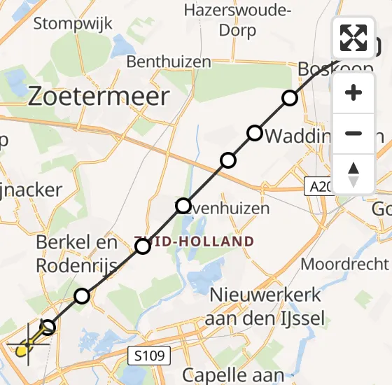 Vlucht Traumahelikopter PH-UMC van Boskoop naar Rotterdam The Hague Airport op zondag 8 september 2024 15:26