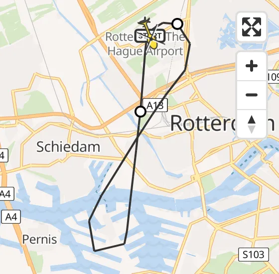 Vlucht Traumahelikopter PH-UMC van Rotterdam The Hague Airport naar Rotterdam The Hague Airport op zondag 8 september 2024 15:50