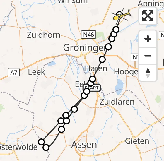 Vlucht Traumahelikopter PH-TTR van Groningen Airport Eelde naar Lellens op zondag 8 september 2024 16:23